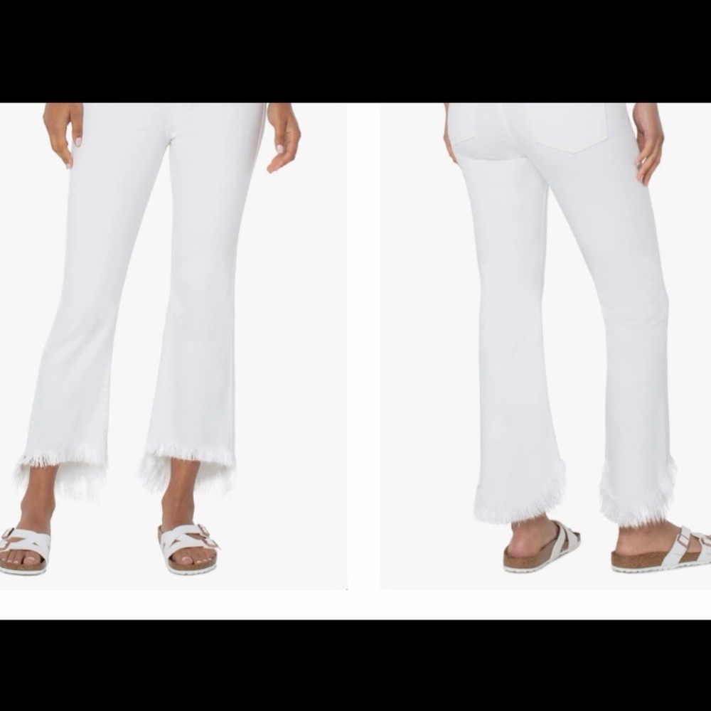 Liverpool Los Angeles Crop Flare Fringe White Jean